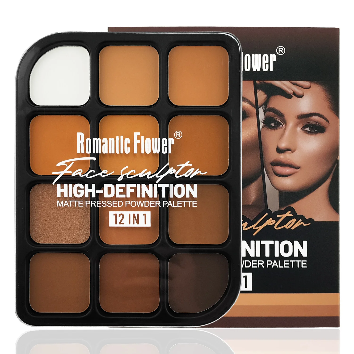 Concealer Full Coverage - Diepe huid 12-kleuren mat contourpalet -