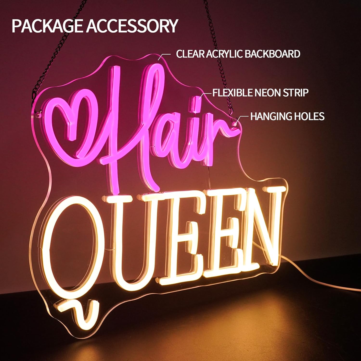 Hair Queen Neon Sign USB-aange - Beauty Queen Makeup Studio recensie en prijs